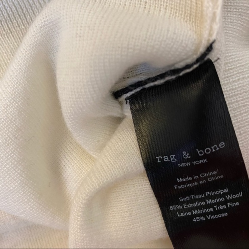 RAG & BONE Grace V-Neck Sweater in White Black XXS - Picture 9 of 11
